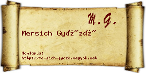 Mersich Győző névjegykártya